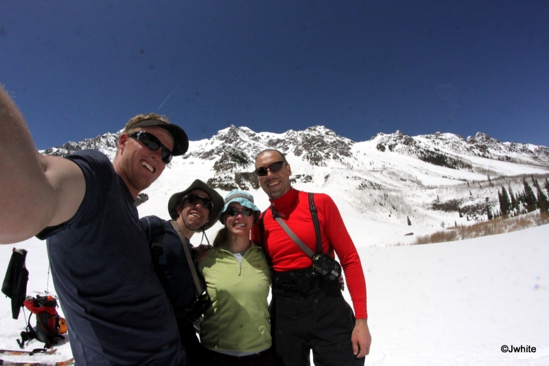 The high after skiing the Landry Line on Pyramid!  - A clear favorite for the majority of fourteener finishers.  In this photo: Jordan White, Frank Konsella, Brittany Walker Konsella, Matt Kamper.  