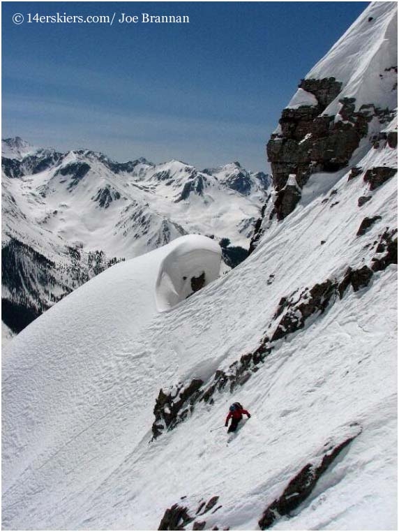 Joe Brannan skiing the Landry Line on Pyramid.