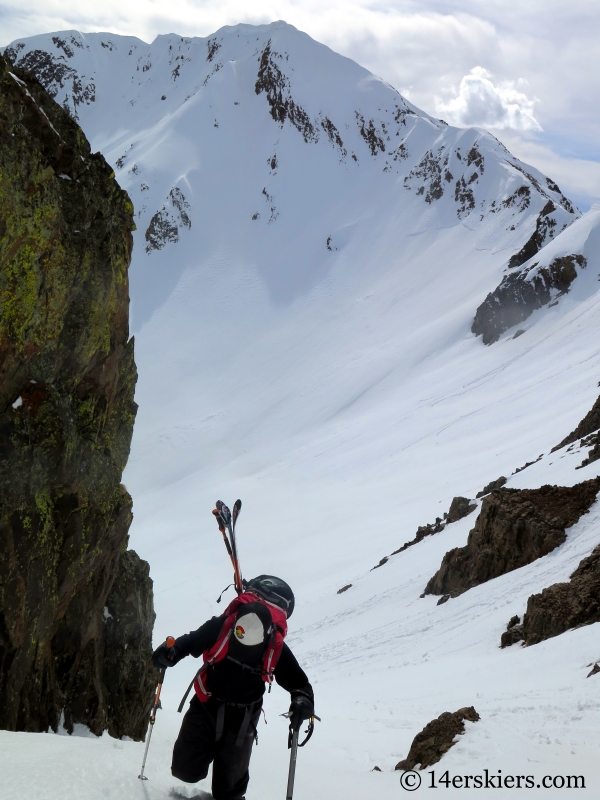 Larry Fontaine backcountry skiing the Purple S Couloir in Crested Butte