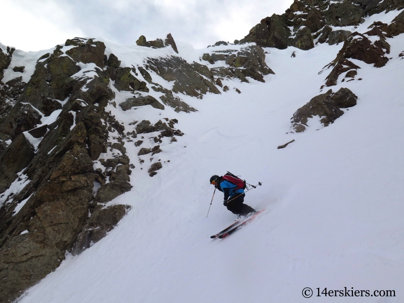 Larry Fontaine backcountry skiing the Purple S Couloir in Crested Butte