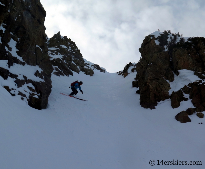 Larry Fontaine backcountry skiing the Purple S Couloir in Crested Butte