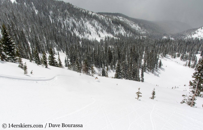 Brittany Walker Konsella backcountry skiing on Outpost Peak in the Gore Range.