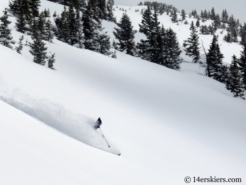 Dave Bourassa backcountry skiing Outpost Peak in the Gore Range. 