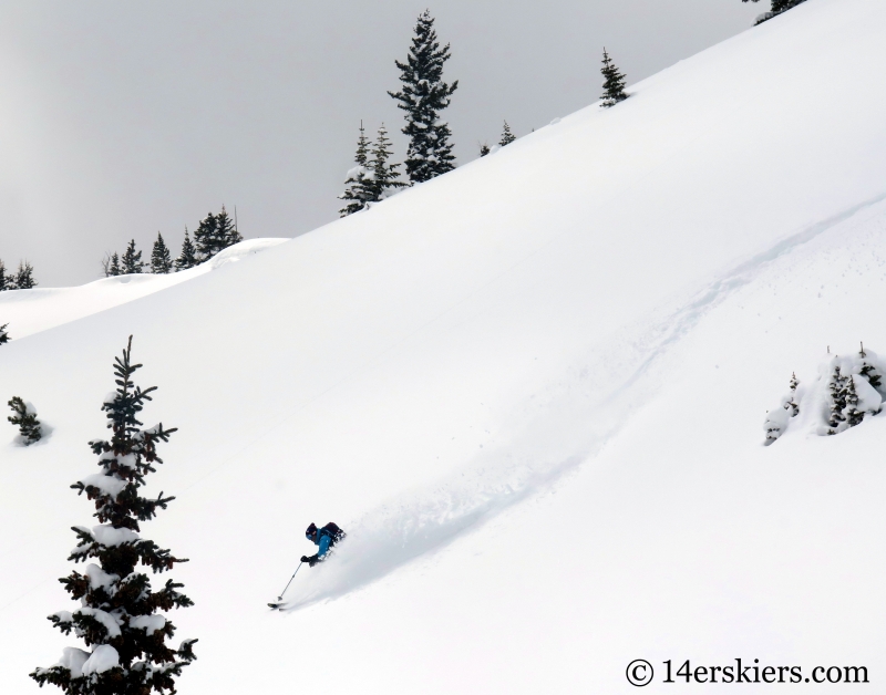 Dave Bourassa backcountry skiing on Outpost Peak in the Gore Range.