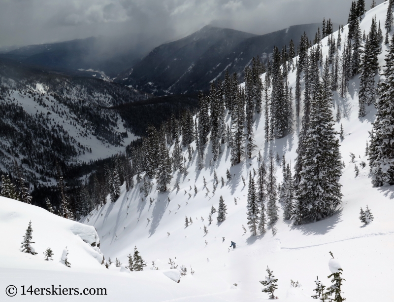 Dave Bourassa backcountry skiing on Outpost Peak in the Gore Range.