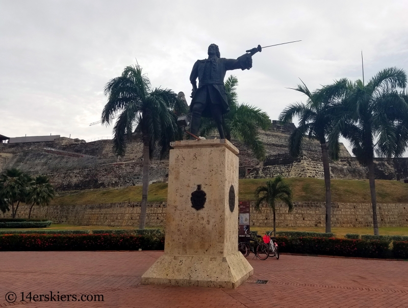 De Blos Statue near Castillo San Felipe in Cartagena.