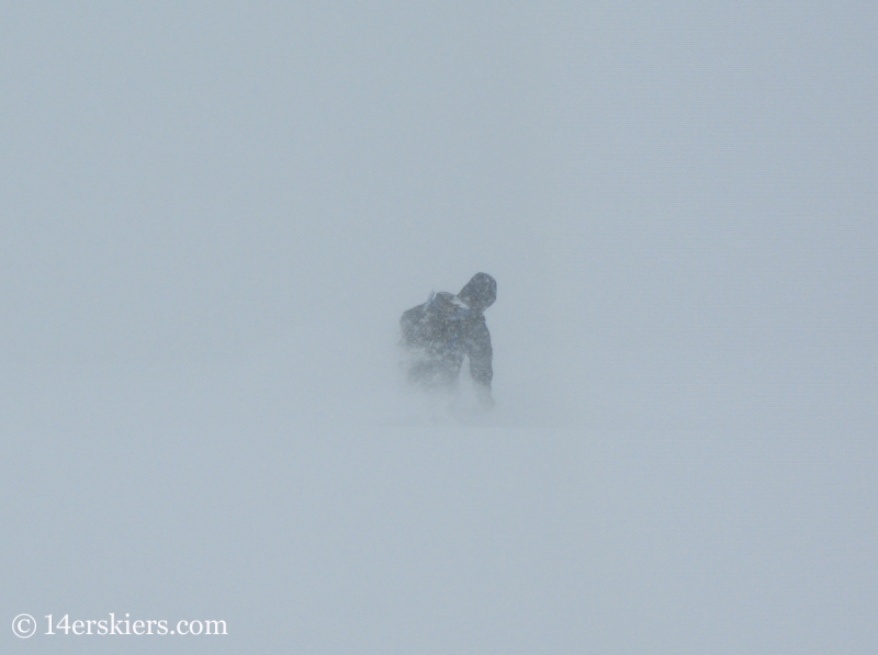 Ted Mahon backcountry skiing on Culebra Peak. 