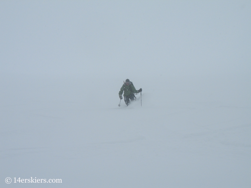 Frank Konsella backcountry skiing on Culebra Peak. 