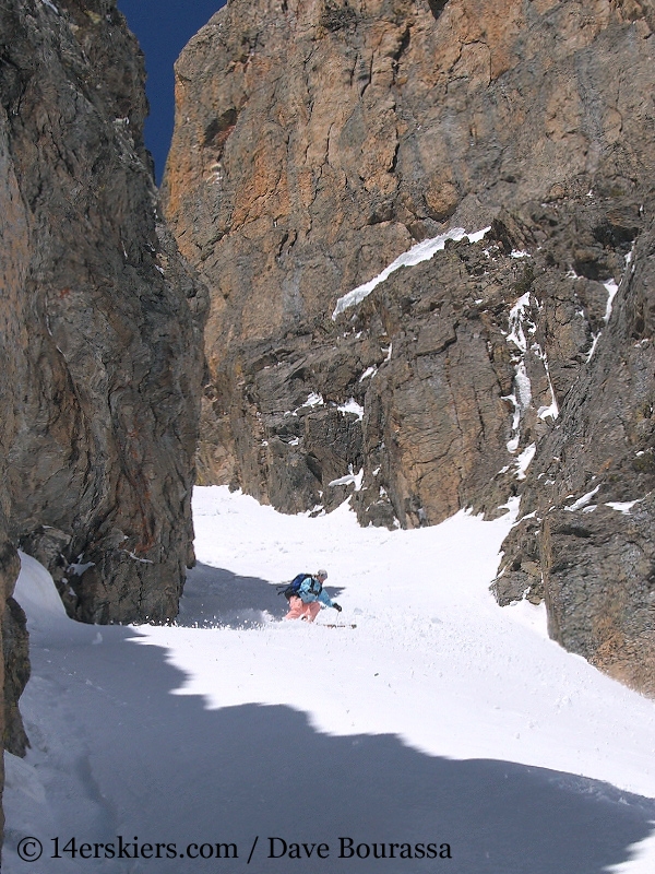 Brittany Walker Konsella backcountry skiing Dragons Tail Couloir.