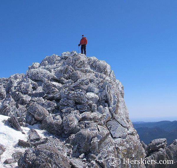 Dave Bourassa backcountry skiing Dragons Tail Couloir.