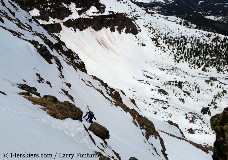 Brittany Konsella backcountry skiing Flat Top Mountain.