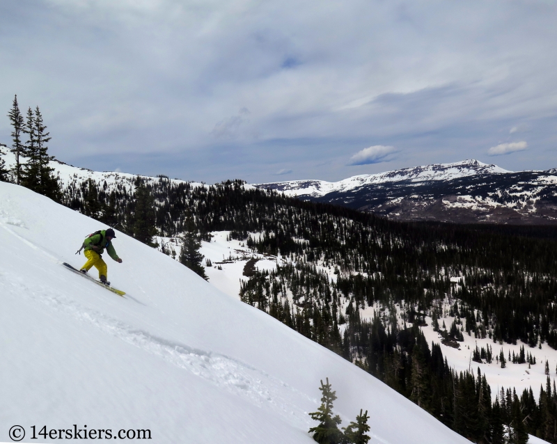 Marko Ross-Bryant backcountry snowboarding Flat Top Mountain in Colorado.