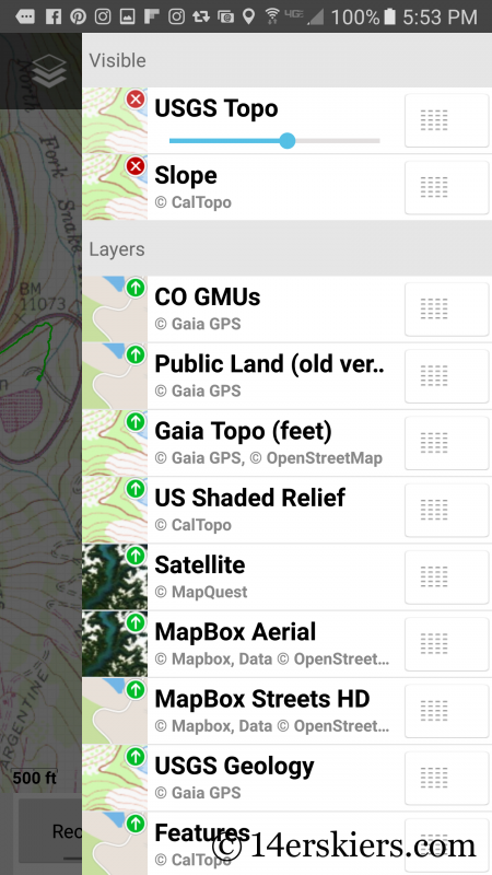 Using Gaia GPS App for backcountry skiing