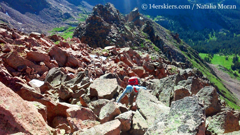 Brittany Konsella climbing Snow Peak in the Gore Range. 