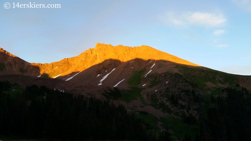 Snow Peak at sunset in the Gore Range. 