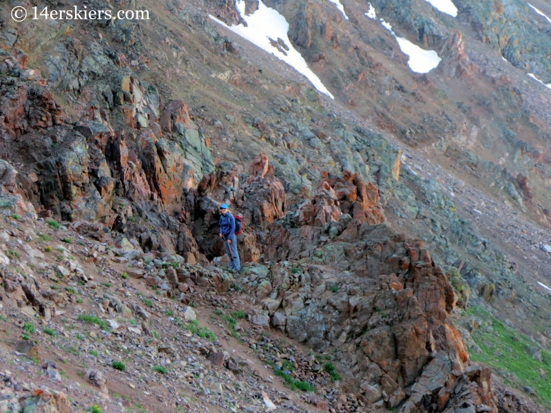 Natalia Moran climbing Snow Peak. 