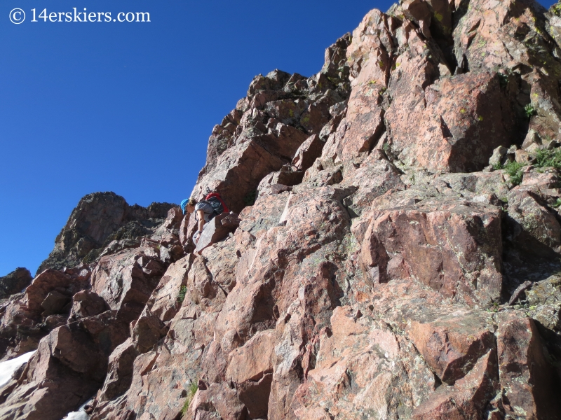 Natalia Moran climbing Snow Peak. 