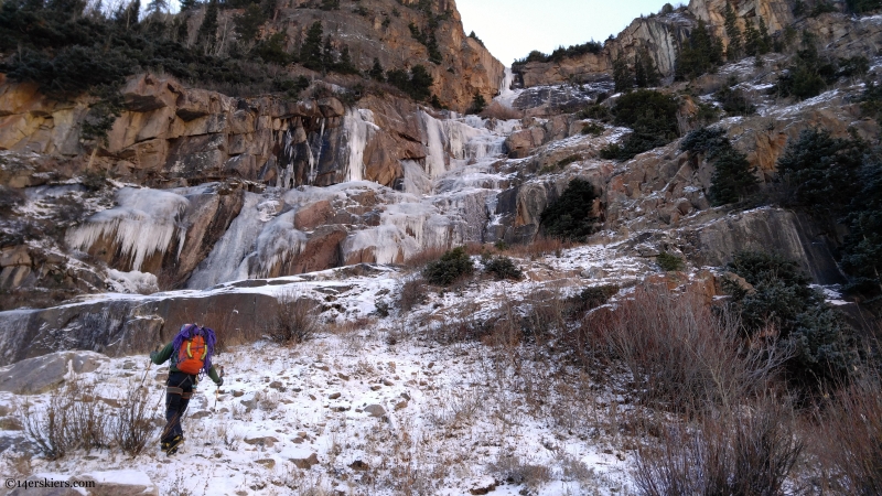 Approaching the Sherman Ice Climb