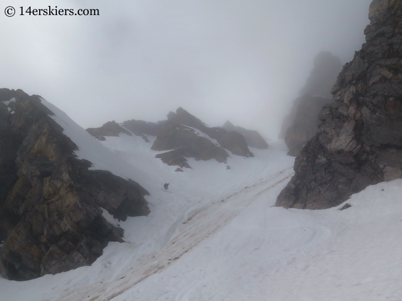 Scott Edlin backcountry skiing Starlight Couloir on James Peak. 