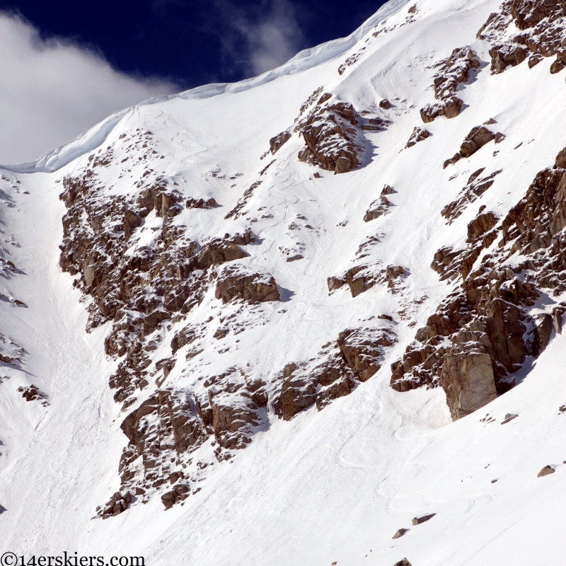 steep ski tracks