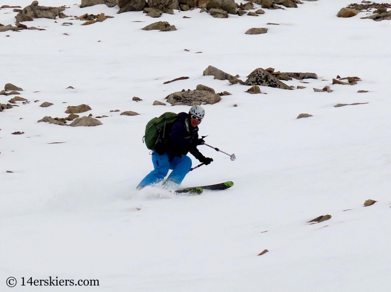 Natalia Moran backcountry skiing on Lackawanna Peak