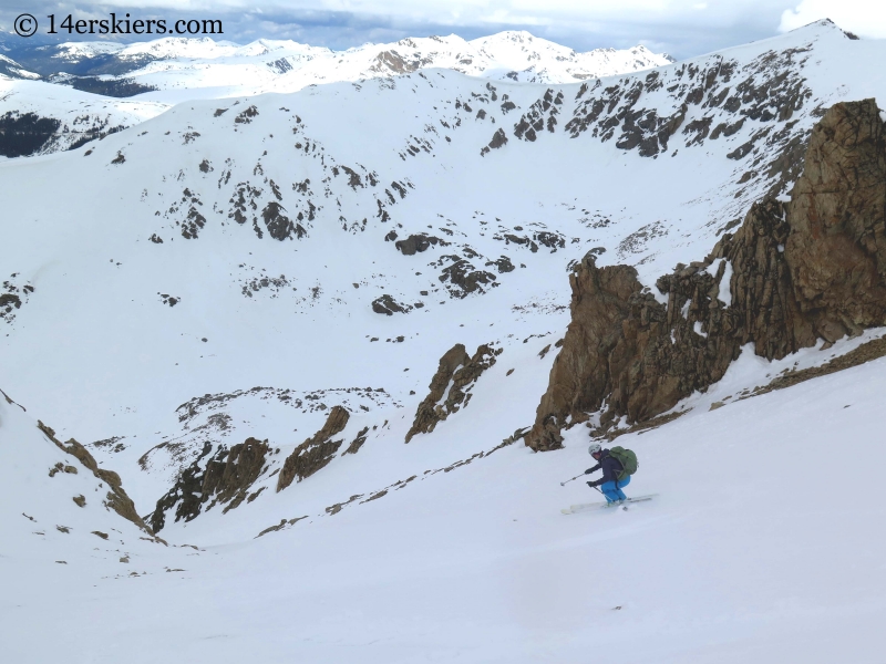 Natalia Moran backcountry skiing on Lackawanna Peak