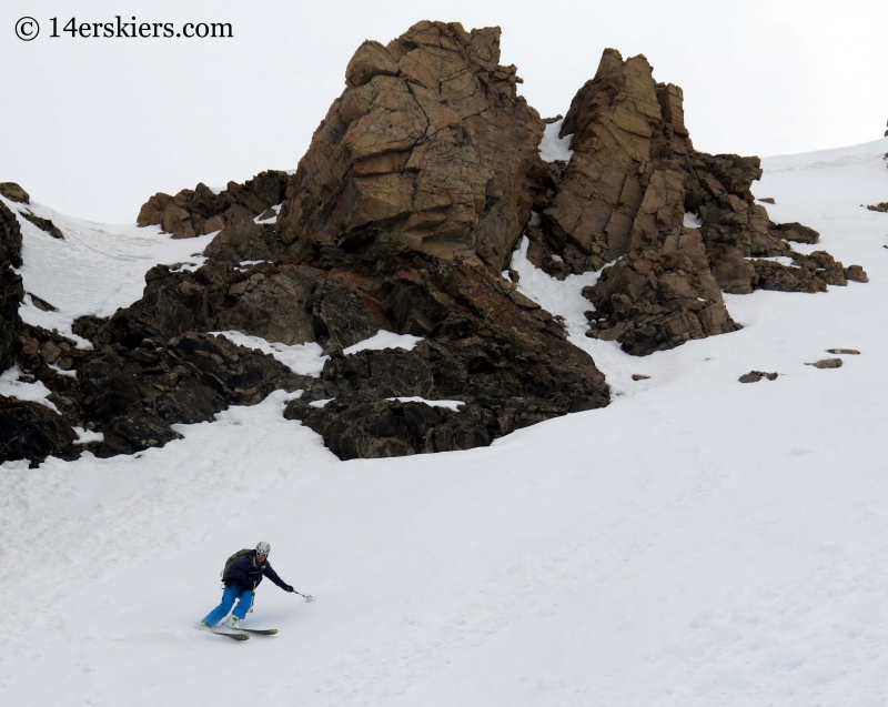 Natalia Moran backcountry skiing on Lackawanna Peak