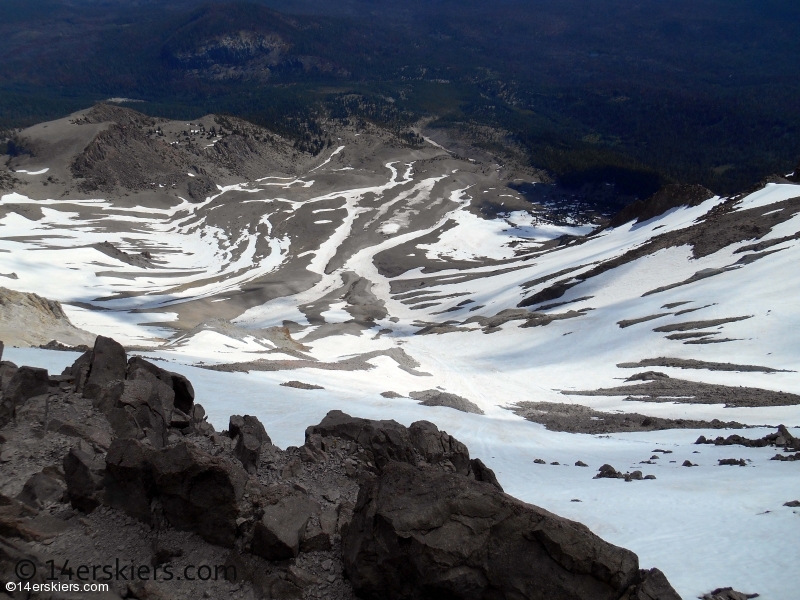 Backcountry skiing on Lassen Peak in California