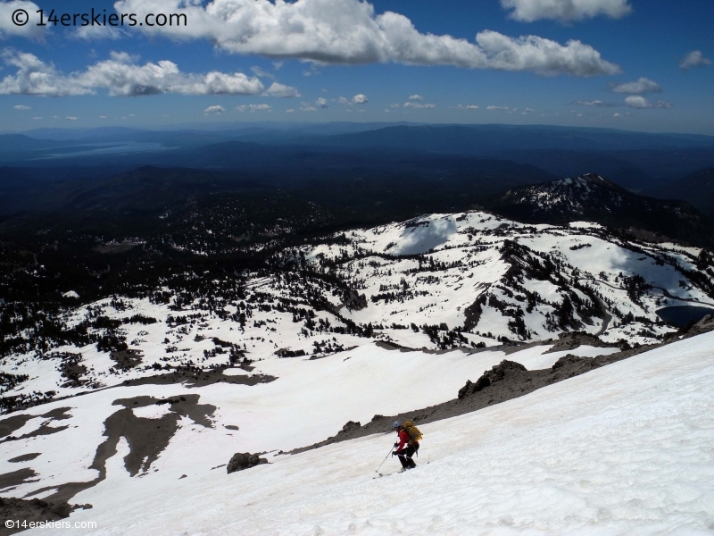 Backcountry skiing on Lassen Peak in California