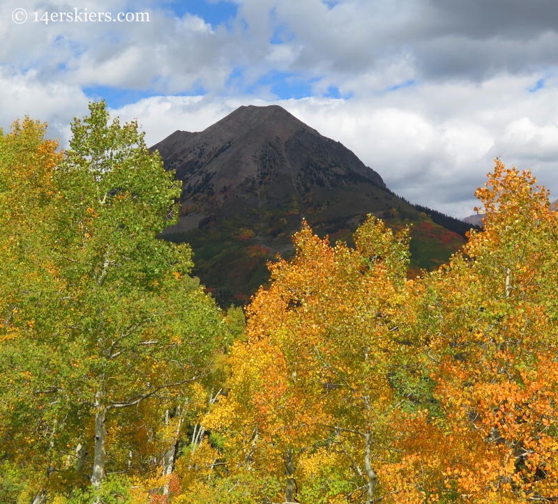 Gothic Mountain seen from Meridian Lake hike with fall colors