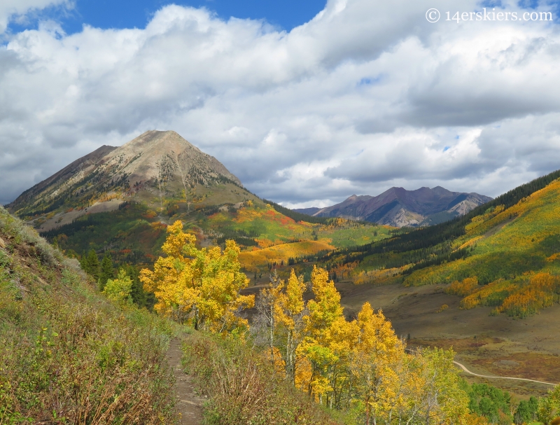 Gothic Mountain seen from Meridian Lake trail with fall colors