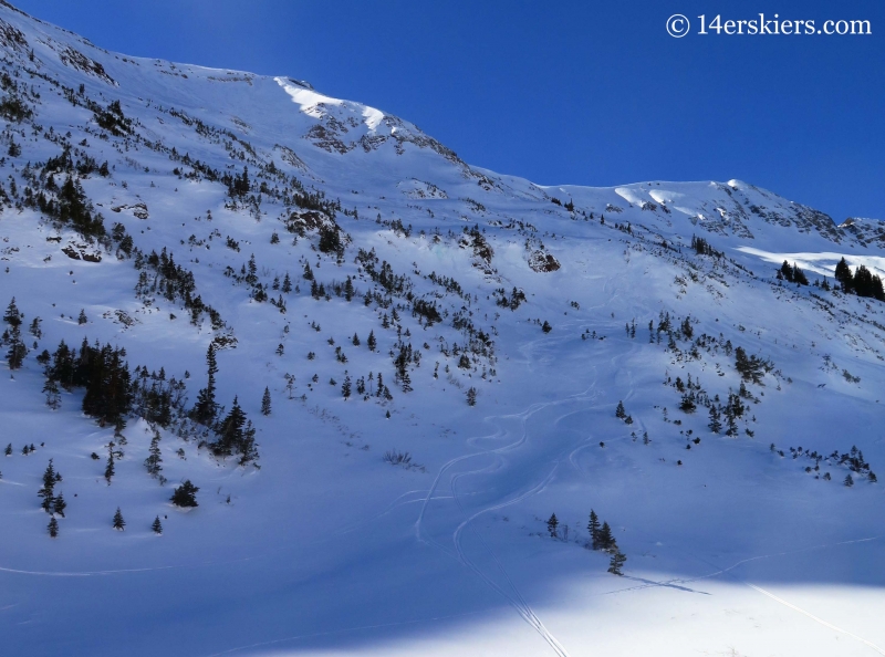 Mickey's ski line, backcountry skiing in Crested Butte.