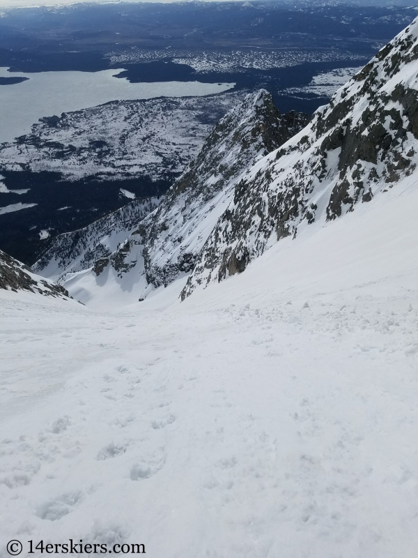 Backcountry skiing Mt. Moran Skillet