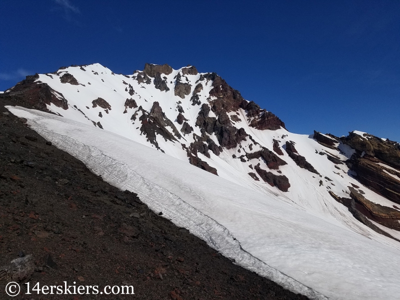 Backcountry skiing North and Middle Sisters in Oregon.