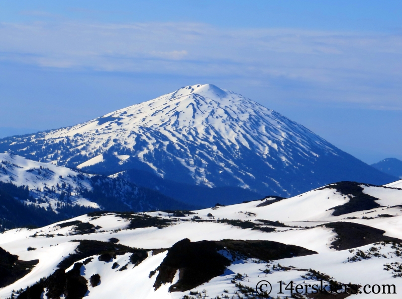 Backcountry skiing North and Middle Sisters in Oregon.