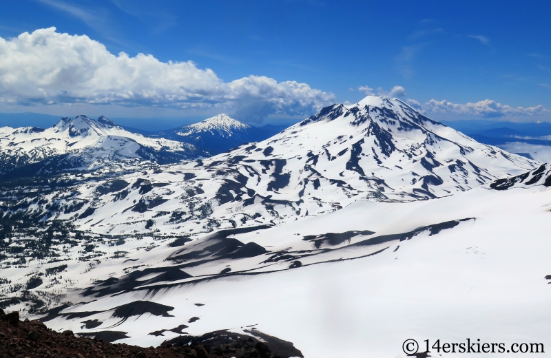 Backcountry skiing North and Middle Sisters in Oregon.