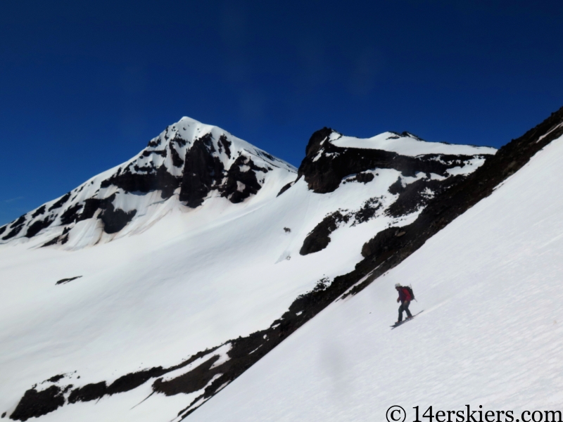 Backcountry skiing North and Middle Sisters in Oregon.