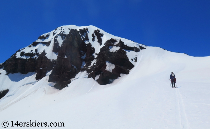 Backcountry skiing North and Middle Sisters in Oregon.