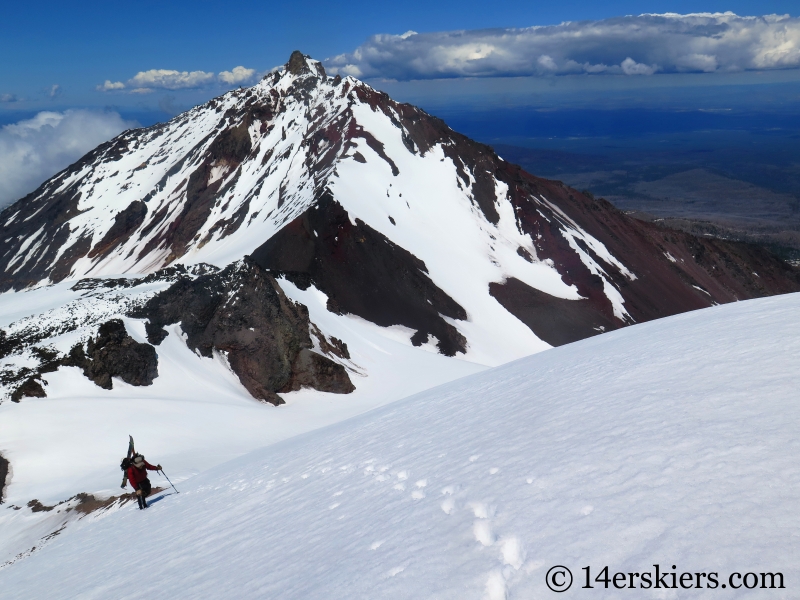 Backcountry skiing North and Middle Sisters in Oregon.