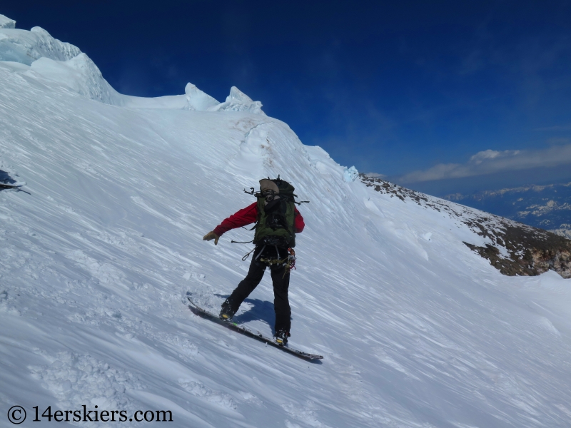 Snowboarding on the Nisqually Glacier on Mount Rainier.