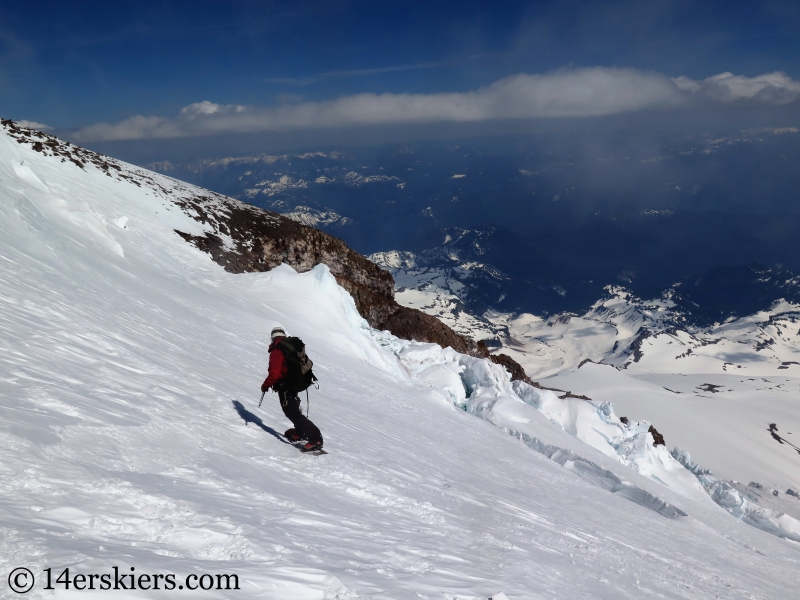 Snowboarding on the Nisqually Glacier on Mount Rainier.