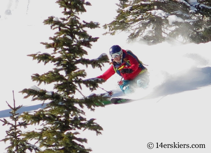 Brittany Konsella backcountry skiing on Red Mountain Pass.