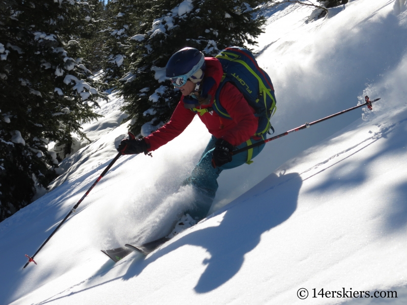 Brittany Konsella backcountry skiing on Red Mtn Pass.