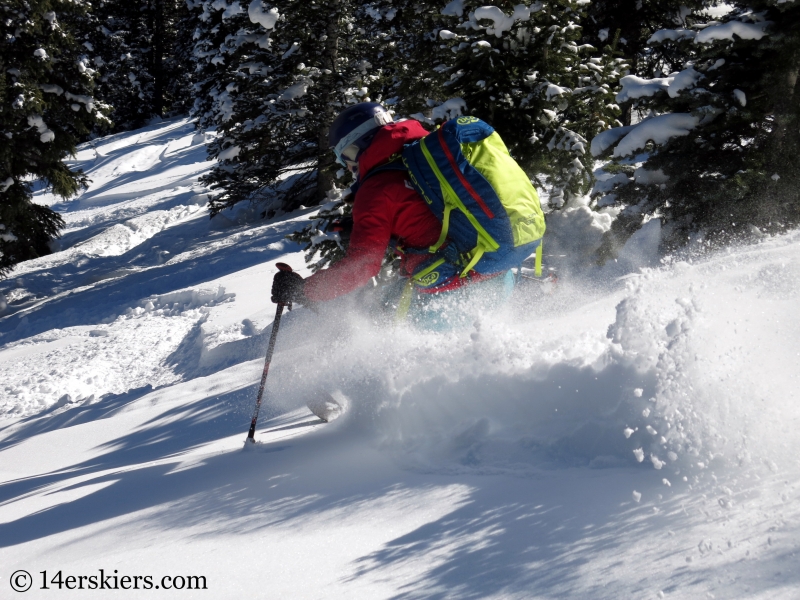 Brittany Konsella backcountry skiing on Red Mountain Pass.