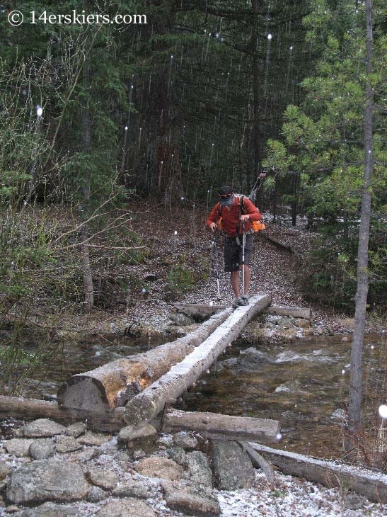 Crossing a bridge.