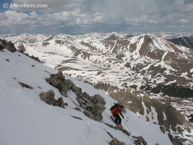 Frank Konsella backcountry skiing on Tabeguache Peak. 