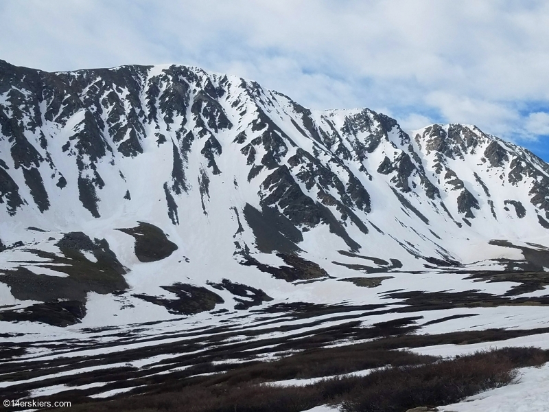 Backcountry skiing the Emperor Couloir on Torreys Peak