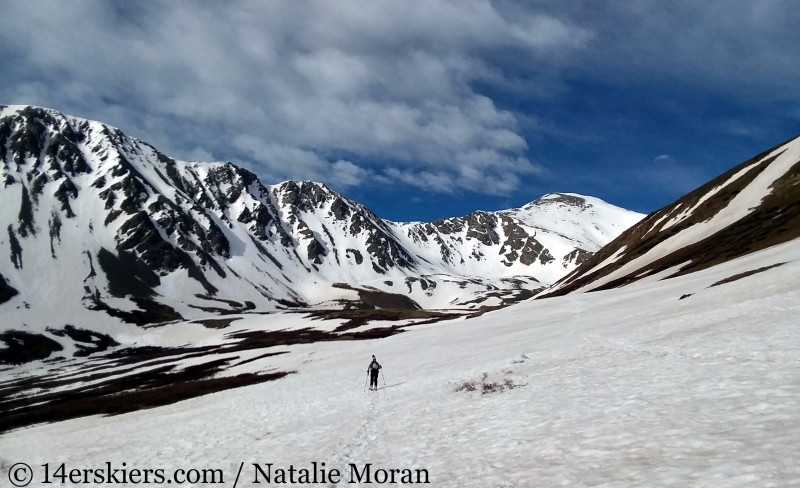 Backcountry skiing the Emperor Couloir on Torreys Peak