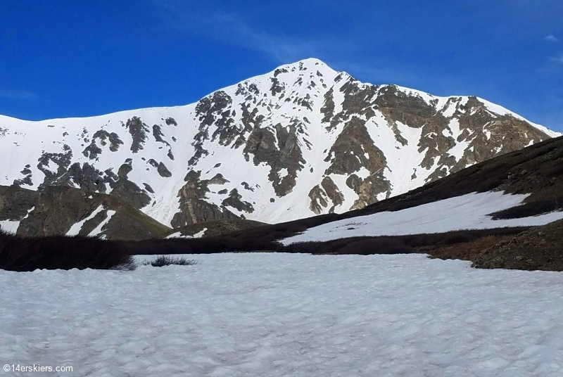 Backcountry skiing the Emperor Couloir on Torreys Peak