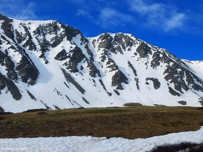 Backcountry skiing the Emperor Couloir on Torreys Peak